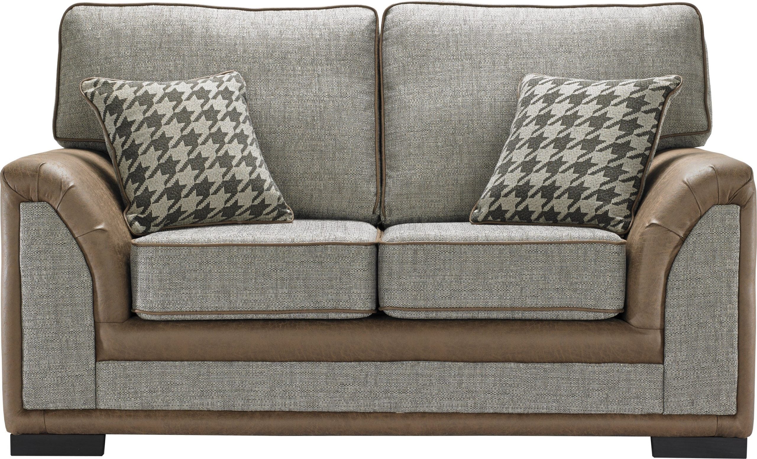 Camden 2 Seater Grey Fabric And Leather Piping Modern Design Sofa - Image 4