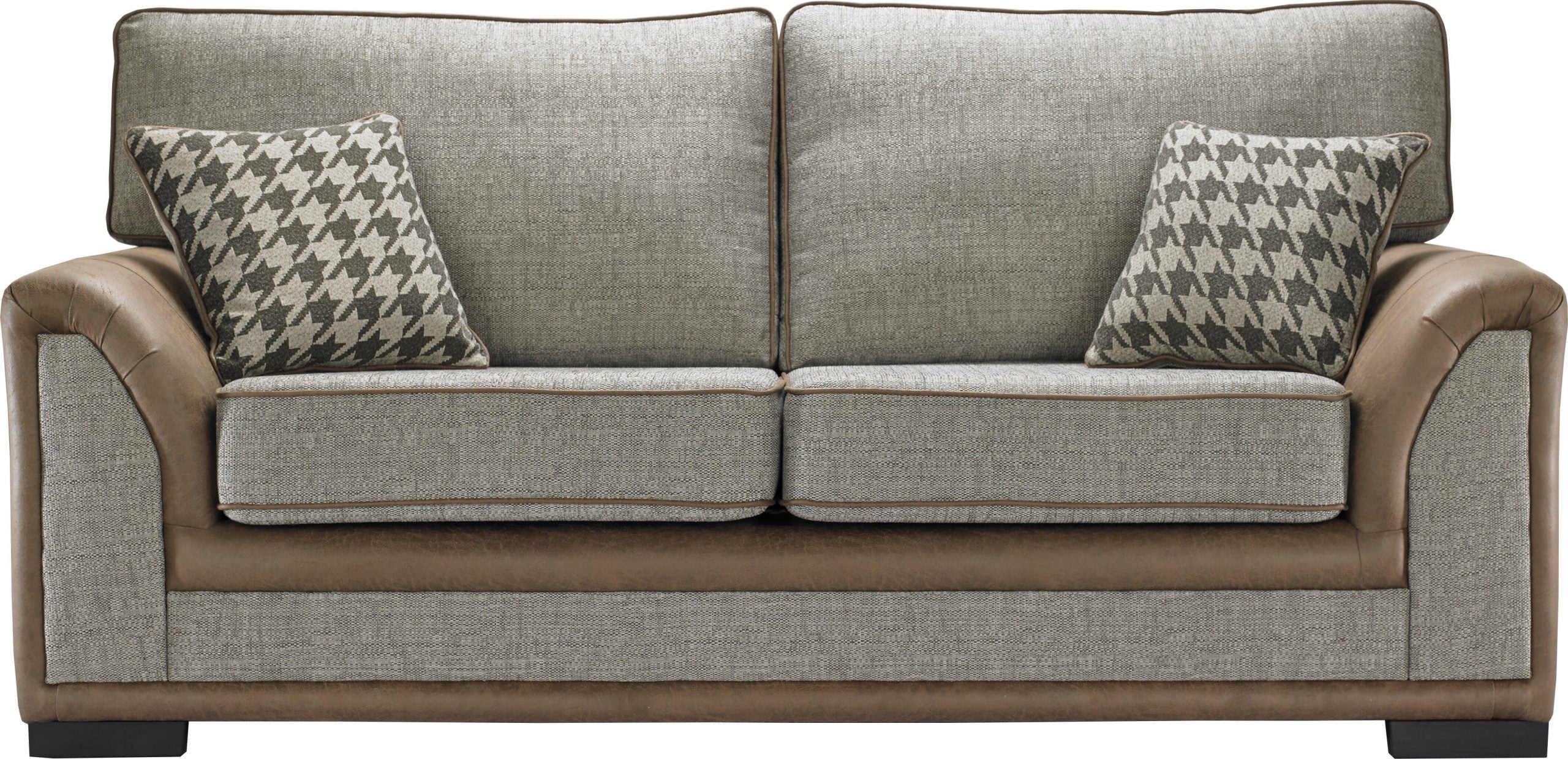 Camden 2 Seater Grey Fabric And Leather Piping Modern Design Sofa - Image 3