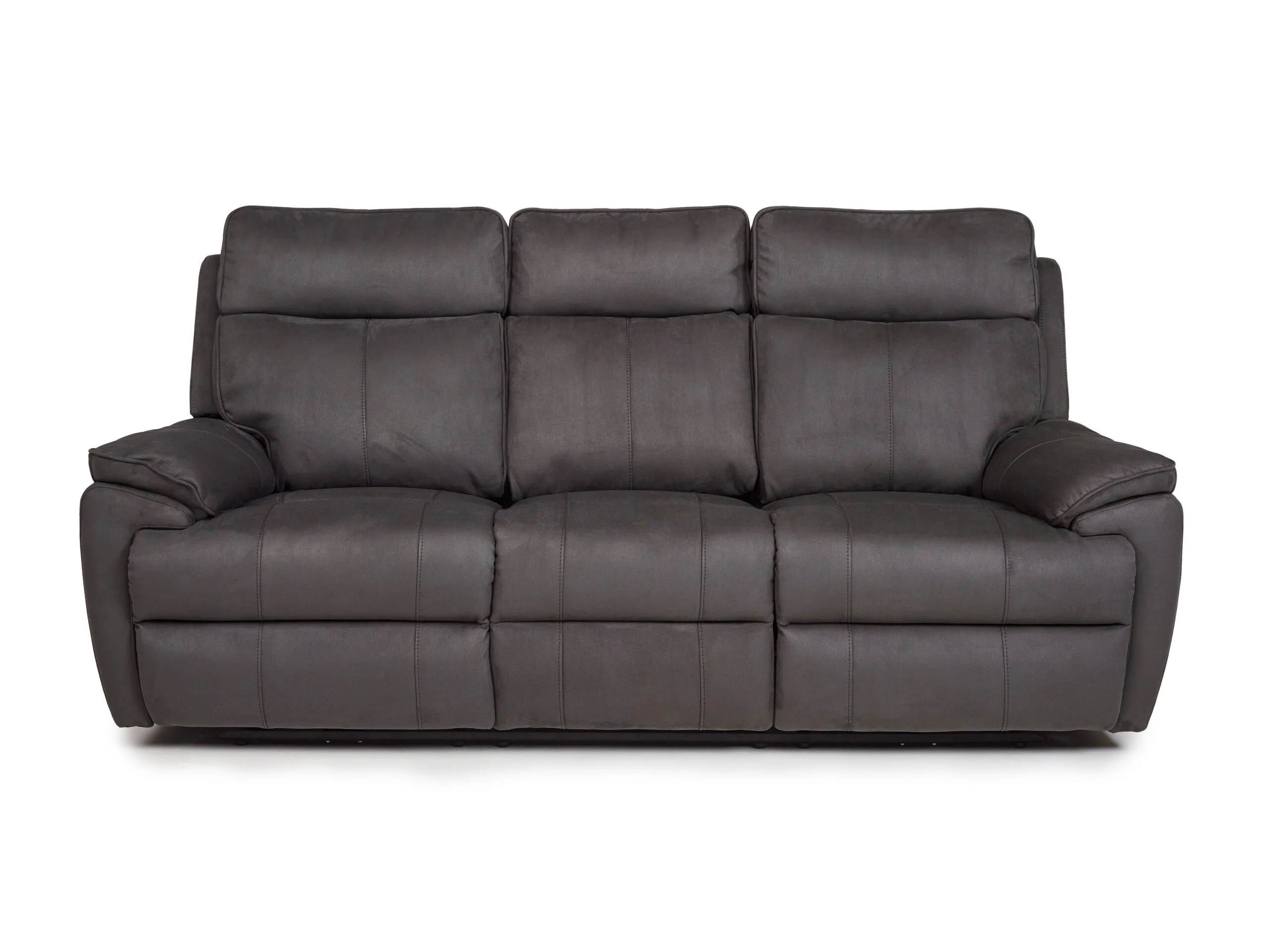 Continental Electric Reclining Grey Fabric Suede Sofas - Image 5