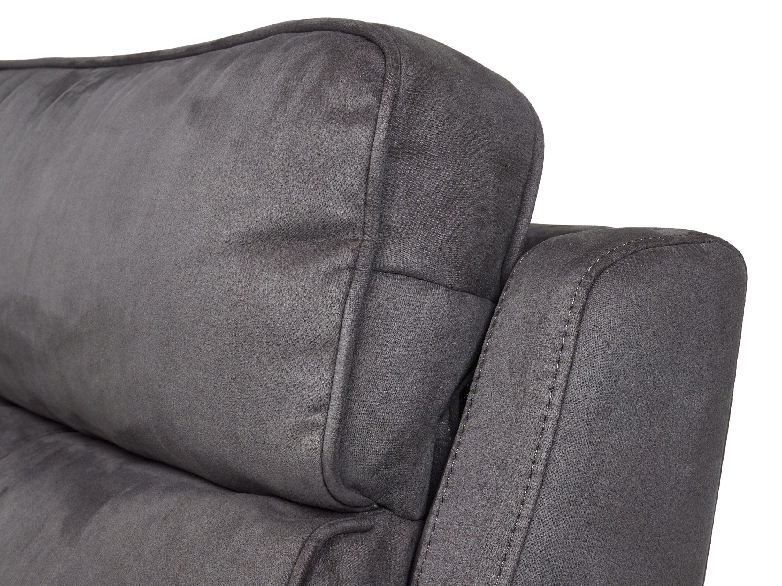 Continental Electric Reclining Grey Fabric Suede Sofas - Image 7