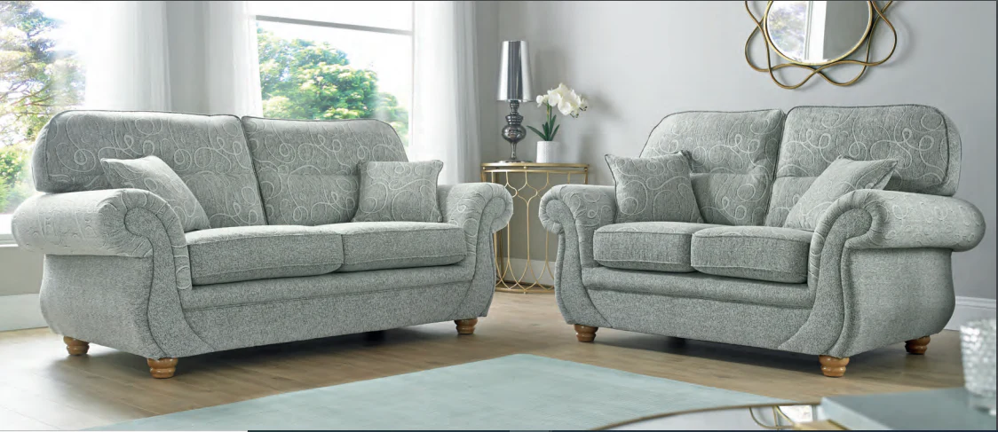 Quinn Spira 3+1+1 Seater Curved Designer Navy Blue Fabric Sofa Suite For Elderly People - Image 4