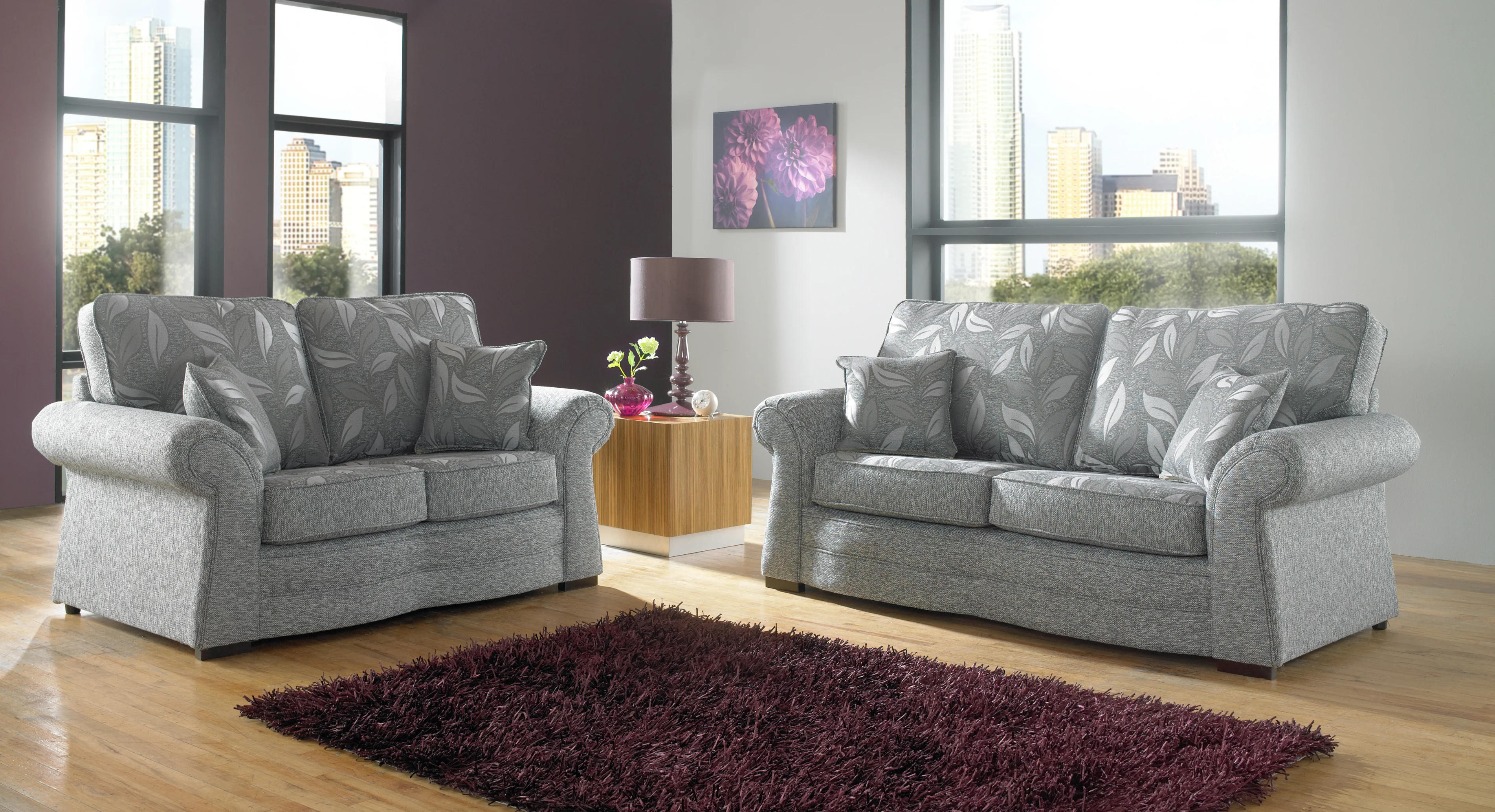 Regal Bespoke 3+1+1 Seater Flattened Leaves Grey Real Fabric Sofa Suite Couches For Elderly - Image 4