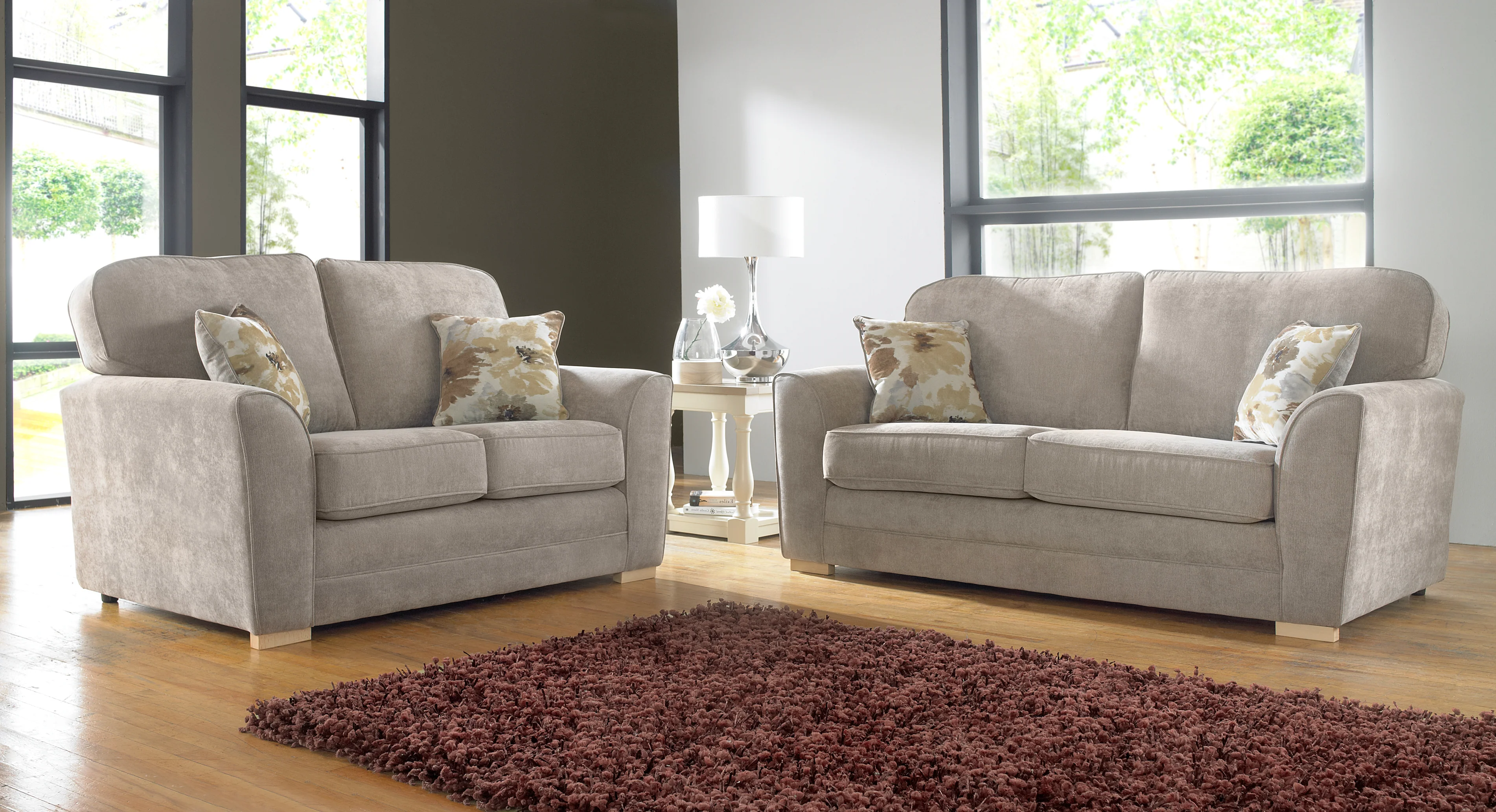 Sofia Bespoke 2 Seater Smooth Flush Grey Real Fabric Sofas For Elderly - Image 3
